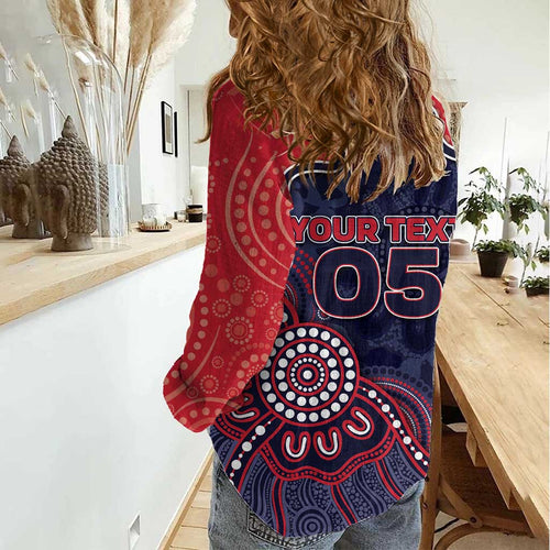 Custom Demons Football Women Casual Shirt Aboriginal Dot Art Pattern