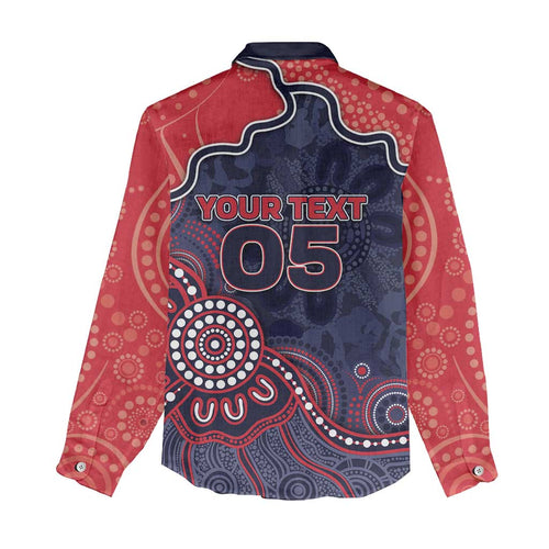 Custom Demons Football Women Casual Shirt Aboriginal Dot Art Pattern