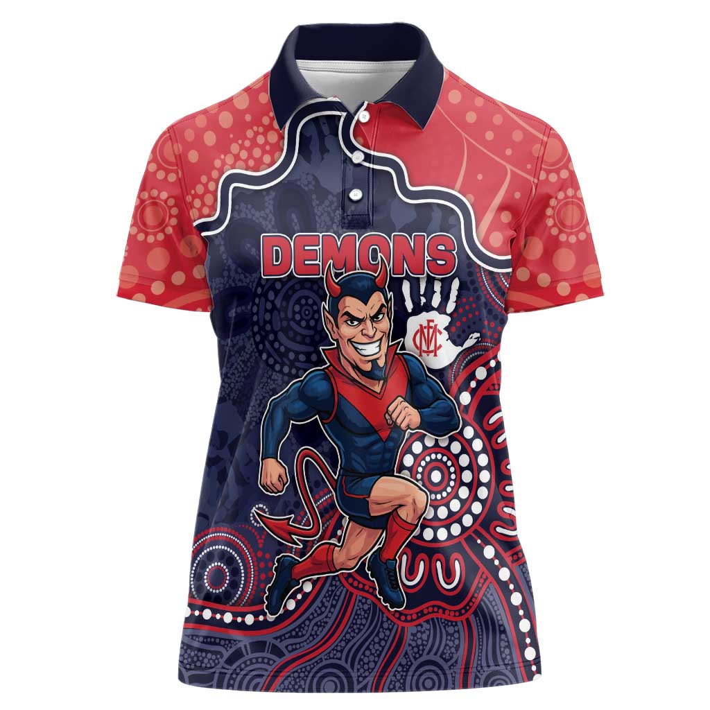 Custom Demons Football Women Polo Shirt Aboriginal Dot Art Pattern