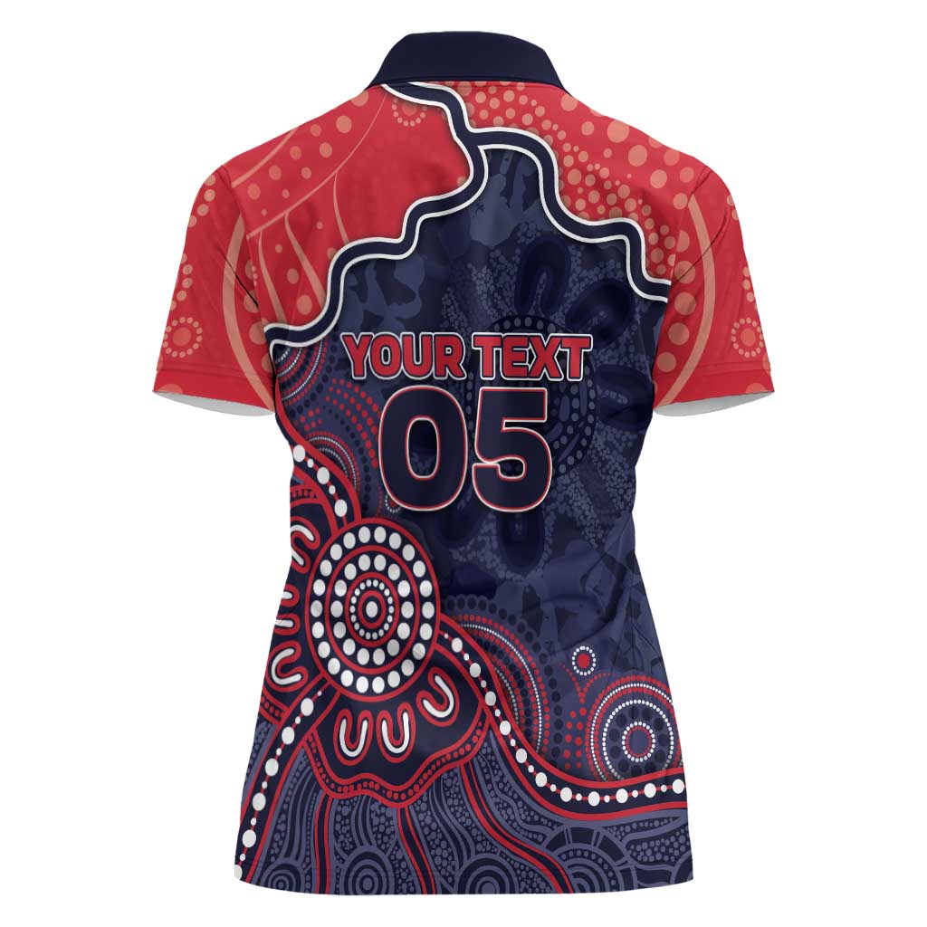Custom Demons Football Women Polo Shirt Aboriginal Dot Art Pattern