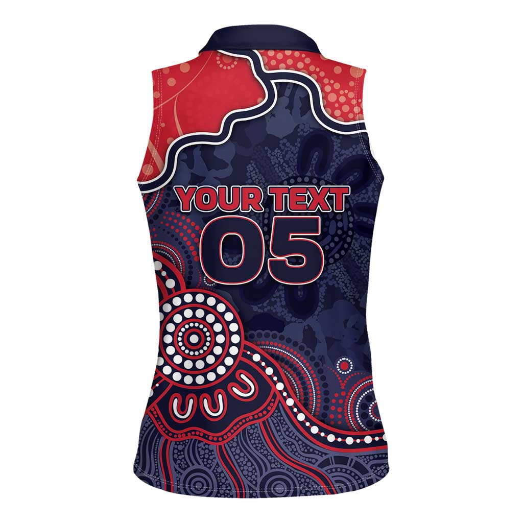 Custom Demons Football Women Sleeveless Polo Shirt Aboriginal Dot Art Pattern