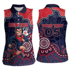 Custom Demons Football Women Sleeveless Polo Shirt Aboriginal Dot Art Pattern