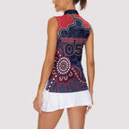 Custom Demons Football Women Sleeveless Polo Shirt Aboriginal Dot Art Pattern