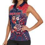 Custom Demons Football Women Sleeveless Polo Shirt Aboriginal Dot Art Pattern