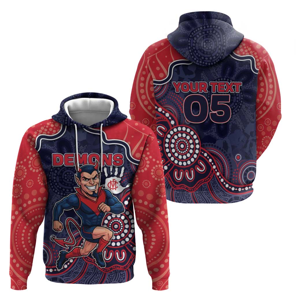 Custom Demons Football Zip Hoodie Aboriginal Dot Art Pattern