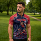 Custom Demons Football Zipper Polo Shirt Aboriginal Dot Art Pattern
