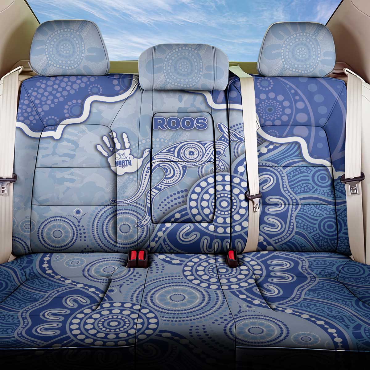 Roos Football Back Car Seat Cover Aboriginal Dot Art Pattern
