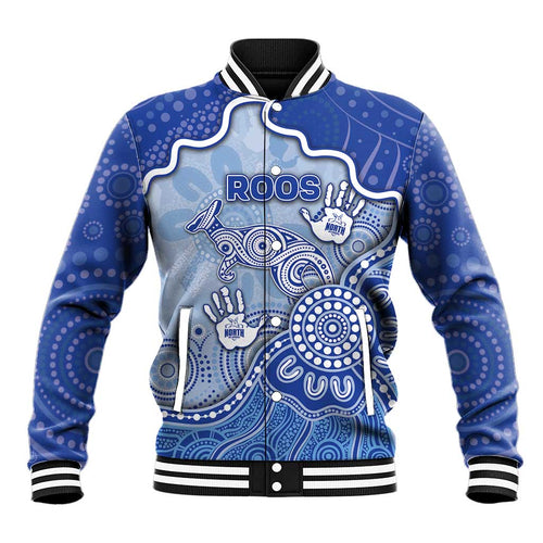 Custom Roos Football Baseball Jacket Aboriginal Dot Art Pattern