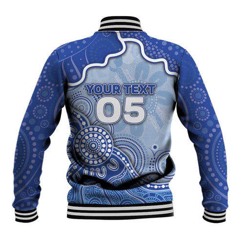 Custom Roos Football Baseball Jacket Aboriginal Dot Art Pattern