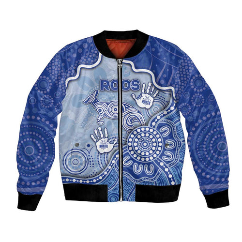 Custom Roos Football Bomber Jacket Aboriginal Dot Art Pattern