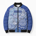 Custom Roos Football Bomber Puffer Jacket Aboriginal Dot Art Pattern