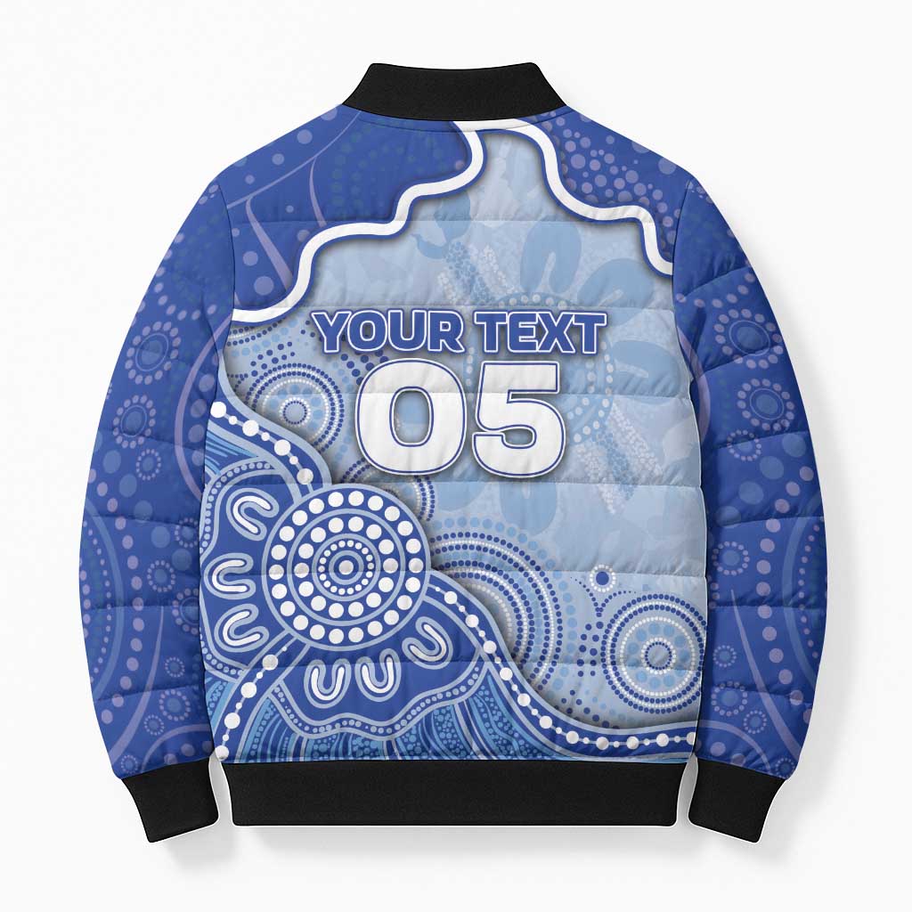 Custom Roos Football Bomber Puffer Jacket Aboriginal Dot Art Pattern