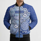 Custom Roos Football Bomber Puffer Jacket Aboriginal Dot Art Pattern