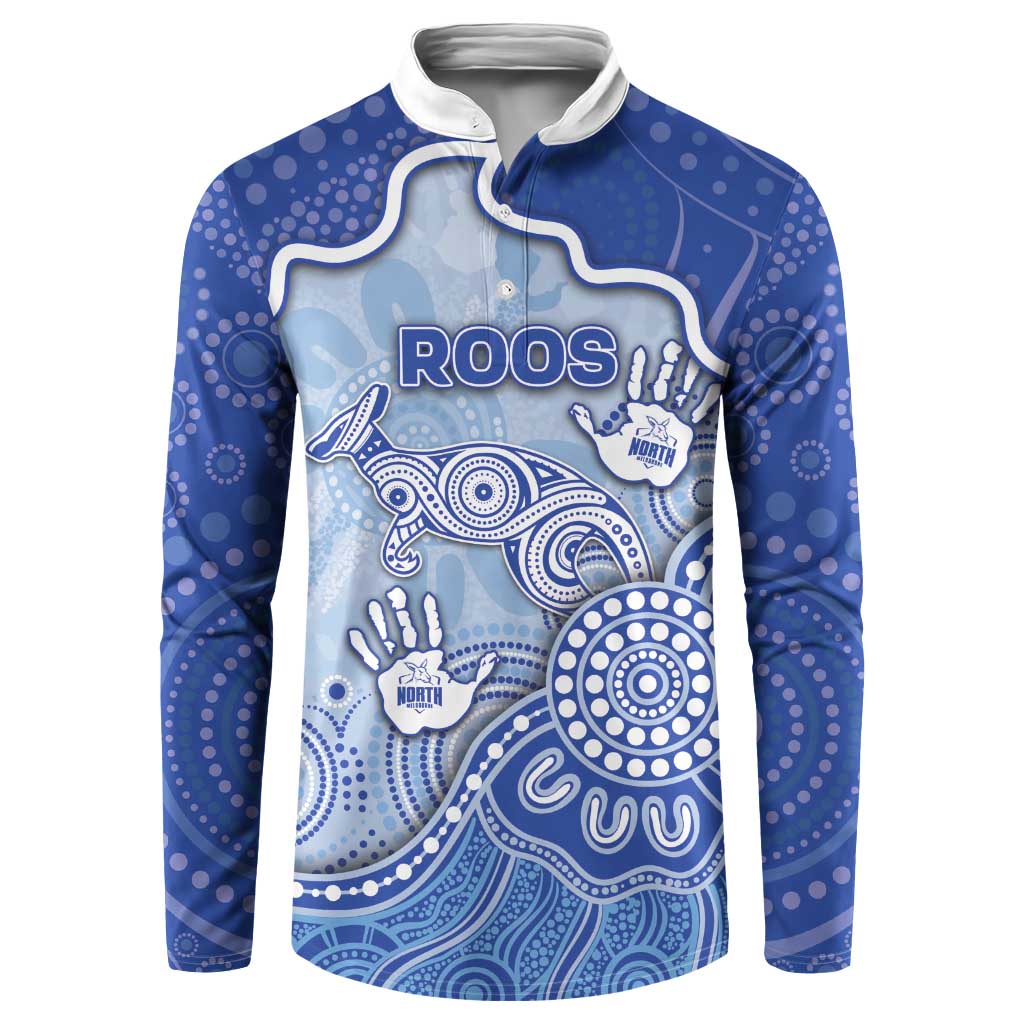 Custom Roos Football Button Sweatshirt Aboriginal Dot Art Pattern