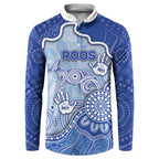 Custom Roos Football Button Sweatshirt Aboriginal Dot Art Pattern