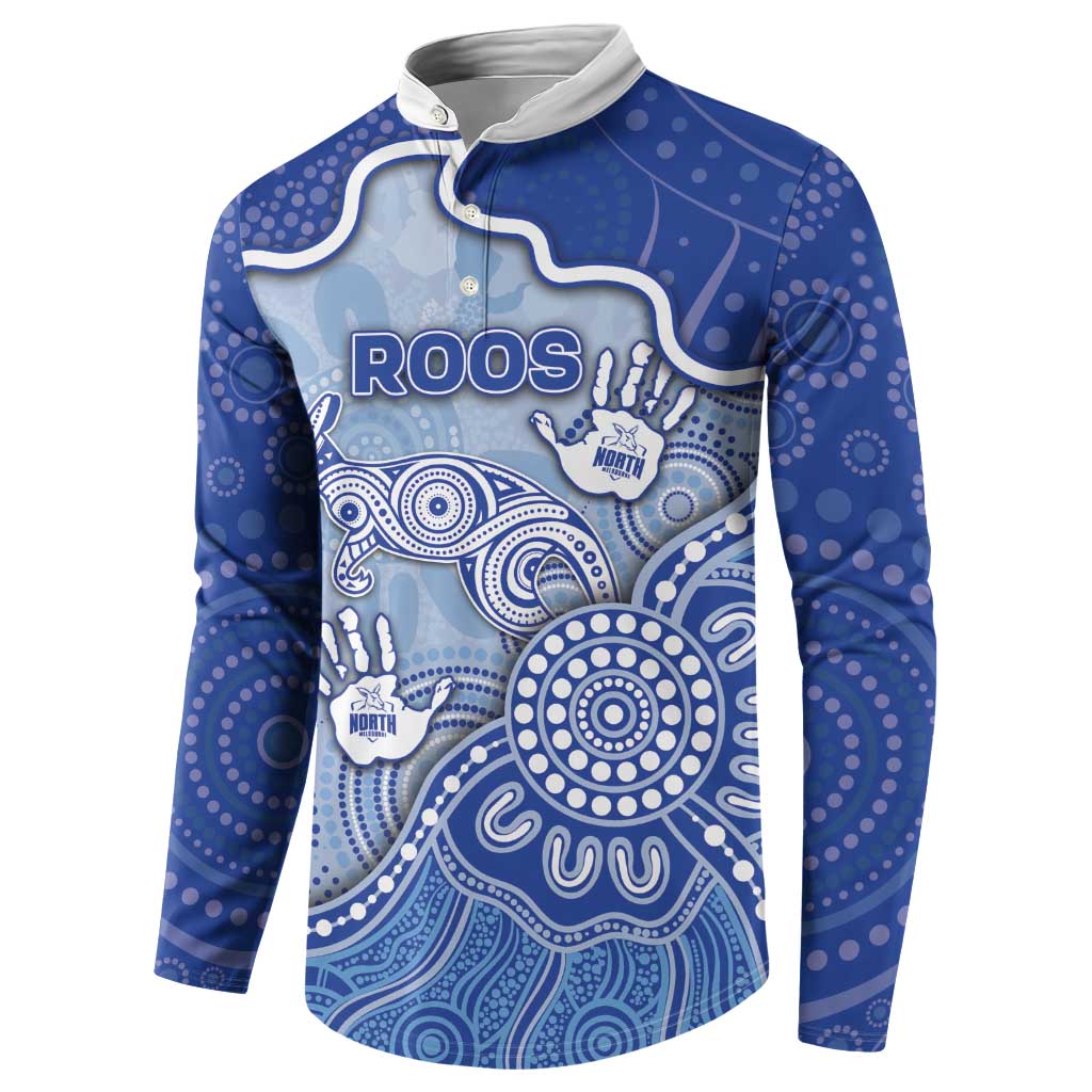 Custom Roos Football Button Sweatshirt Aboriginal Dot Art Pattern