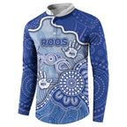 Custom Roos Football Button Sweatshirt Aboriginal Dot Art Pattern