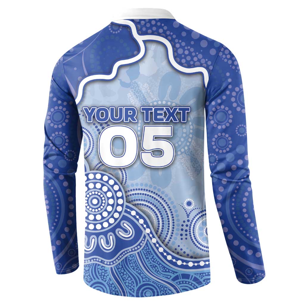 Custom Roos Football Button Sweatshirt Aboriginal Dot Art Pattern