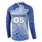 Custom Roos Football Button Sweatshirt Aboriginal Dot Art Pattern