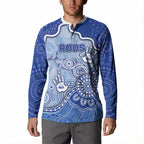 Custom Roos Football Button Sweatshirt Aboriginal Dot Art Pattern