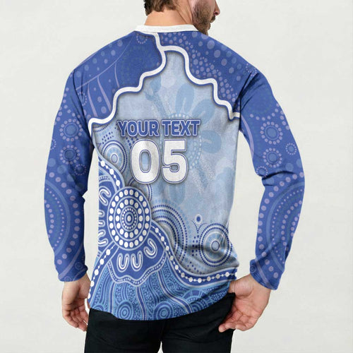 Custom Roos Football Button Sweatshirt Aboriginal Dot Art Pattern