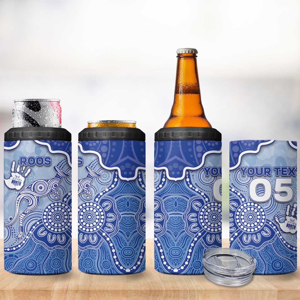 Custom Roos Football 4 in 1 Can Cooler Tumbler Aboriginal Dot Art Pattern