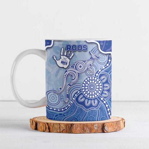Custom Roos Football Ceramic Mug Aboriginal Dot Art Pattern