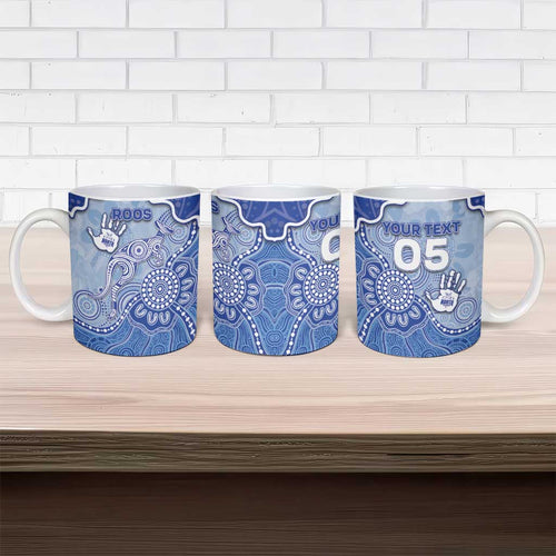 Custom Roos Football Ceramic Mug Aboriginal Dot Art Pattern