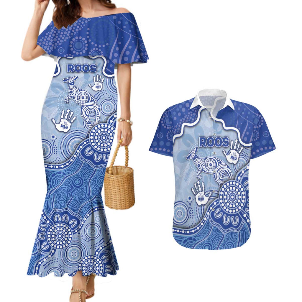 Custom Roos Football Couples Matching Mermaid Dress and Hawaiian Shirt Aboriginal Dot Art Pattern