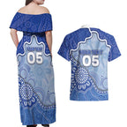 Custom Roos Football Couples Matching Off Shoulder Maxi Dress and Hawaiian Shirt Aboriginal Dot Art Pattern
