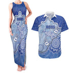 Custom Roos Football Couples Matching Tank Maxi Dress and Hawaiian Shirt Aboriginal Dot Art Pattern