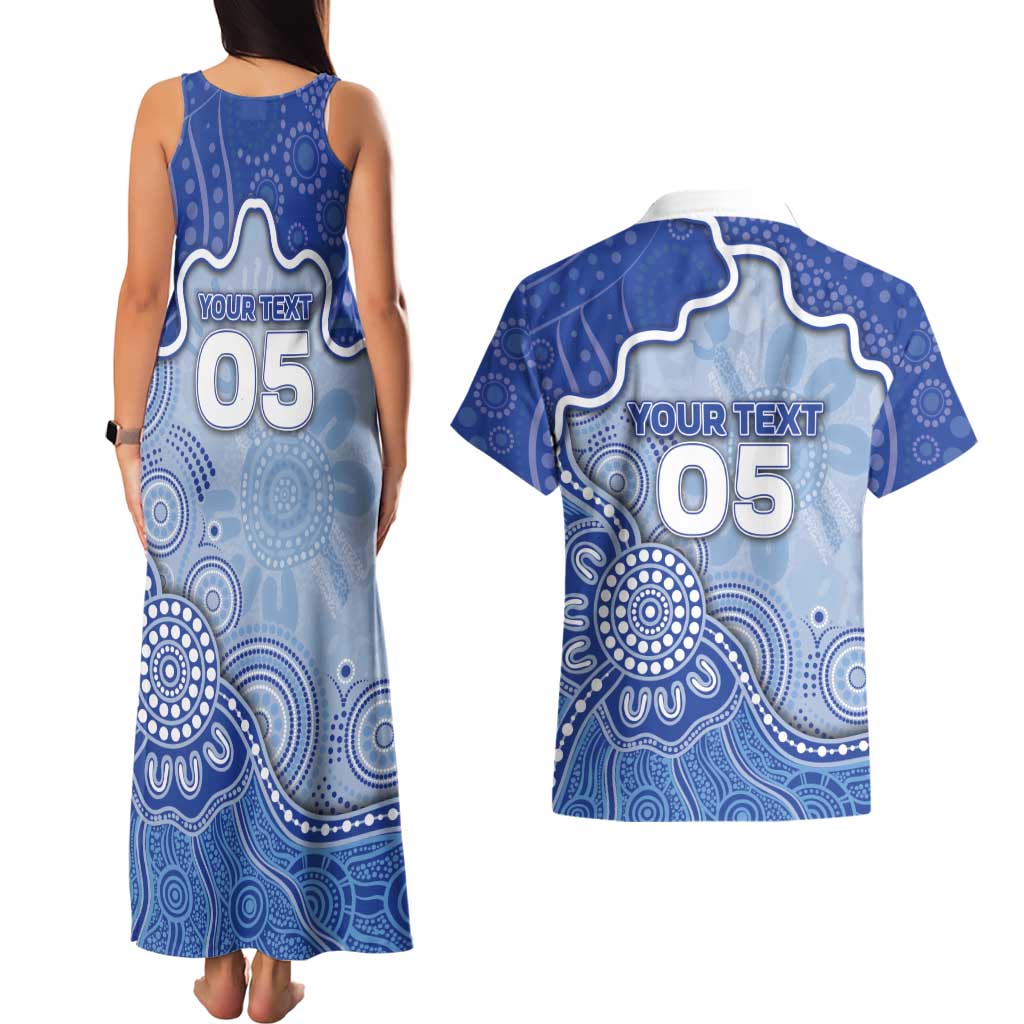 Custom Roos Football Couples Matching Tank Maxi Dress and Hawaiian Shirt Aboriginal Dot Art Pattern