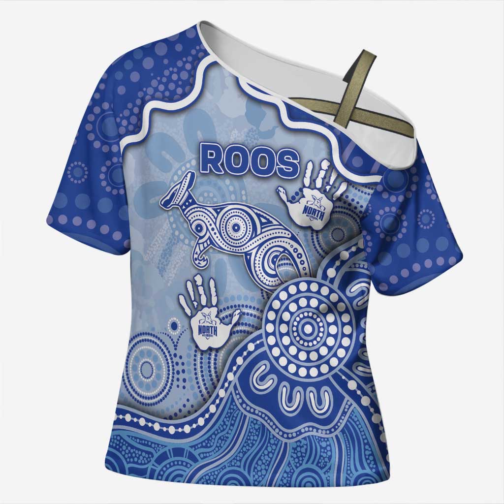 Custom Roos Football Cross Shoulder Shirt Aboriginal Dot Art Pattern