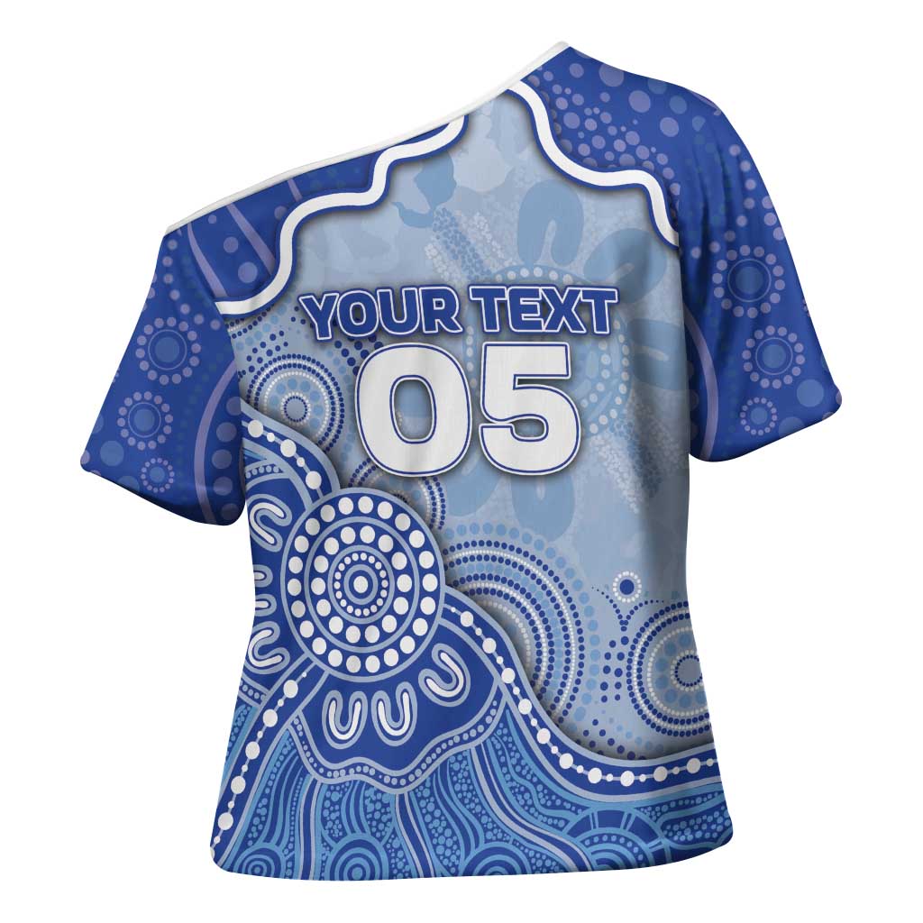 Custom Roos Football Cross Shoulder Shirt Aboriginal Dot Art Pattern