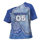 Custom Roos Football Cross Shoulder Shirt Aboriginal Dot Art Pattern