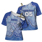 Custom Roos Football Cross Shoulder Shirt Aboriginal Dot Art Pattern