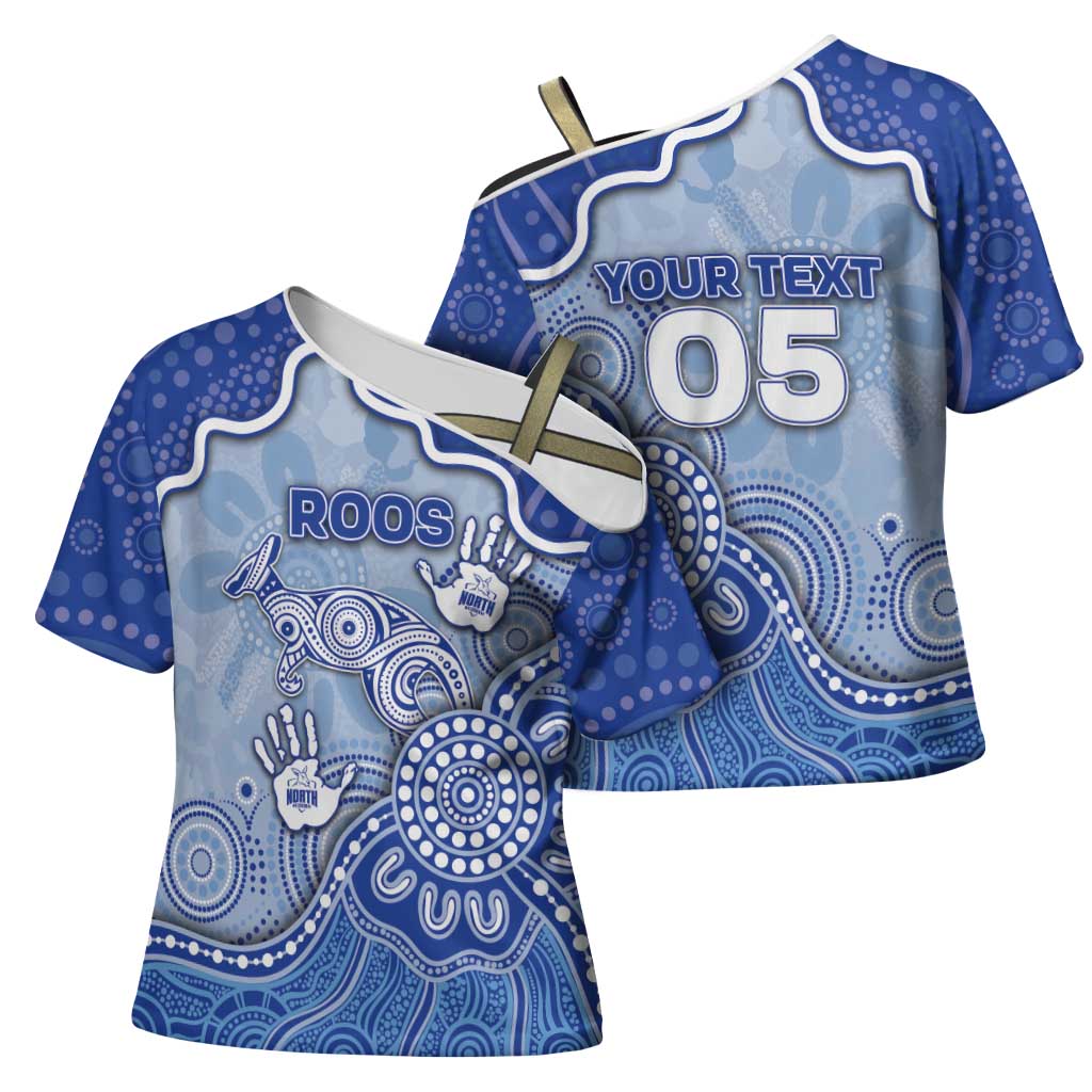 Custom Roos Football Cross Shoulder Shirt Aboriginal Dot Art Pattern