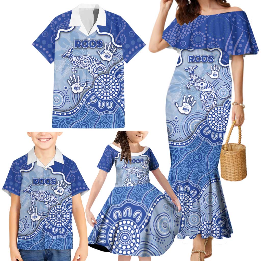 Custom Roos Football Family Matching Mermaid Dress and Hawaiian Shirt Aboriginal Dot Art Pattern