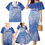 Custom Roos Football Family Matching Mermaid Dress and Hawaiian Shirt Aboriginal Dot Art Pattern