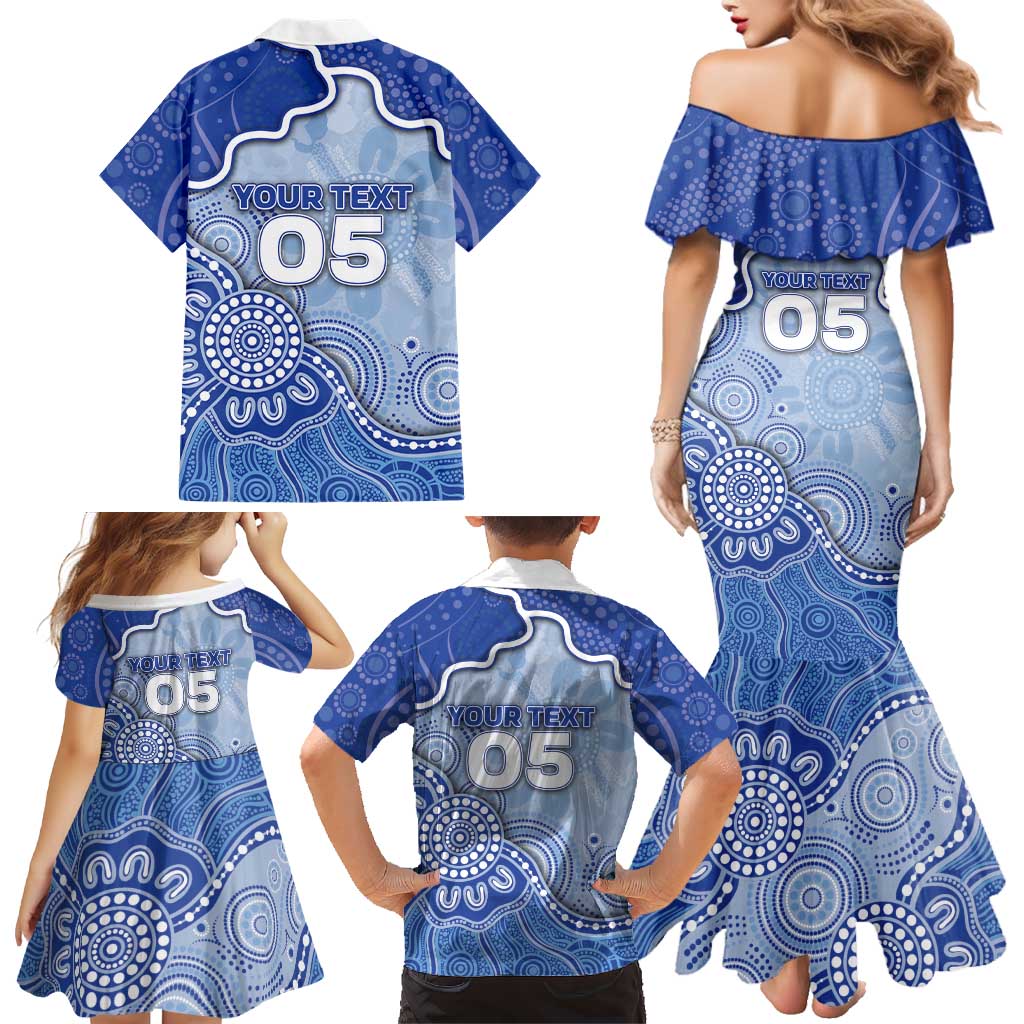 Custom Roos Football Family Matching Mermaid Dress and Hawaiian Shirt Aboriginal Dot Art Pattern