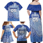 Custom Roos Football Family Matching Off Shoulder Maxi Dress and Hawaiian Shirt Aboriginal Dot Art Pattern