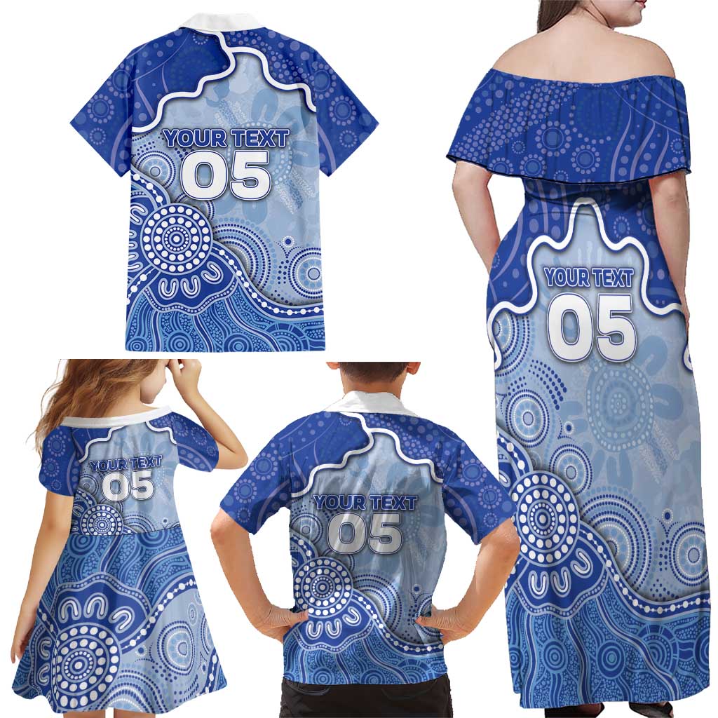 Custom Roos Football Family Matching Off Shoulder Maxi Dress and Hawaiian Shirt Aboriginal Dot Art Pattern