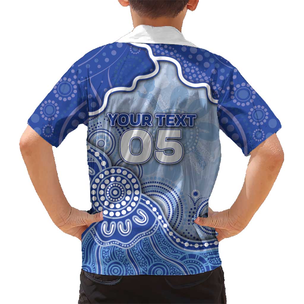 Custom Roos Football Family Matching Off Shoulder Short Dress and Hawaiian Shirt Aboriginal Dot Art Pattern