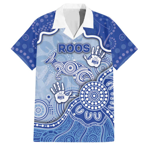 Custom Roos Football Family Matching Off Shoulder Short Dress and Hawaiian Shirt Aboriginal Dot Art Pattern