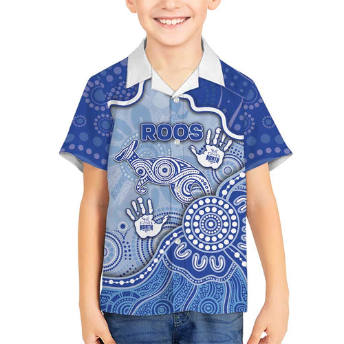 Custom Roos Football Family Matching Off Shoulder Short Dress and Hawaiian Shirt Aboriginal Dot Art Pattern