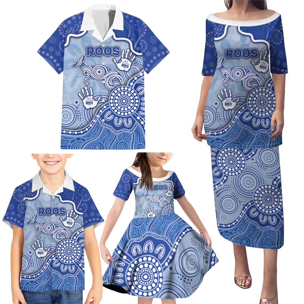 Custom Roos Football Family Matching Puletasi and Hawaiian Shirt Aboriginal Dot Art Pattern