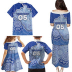 Custom Roos Football Family Matching Puletasi and Hawaiian Shirt Aboriginal Dot Art Pattern