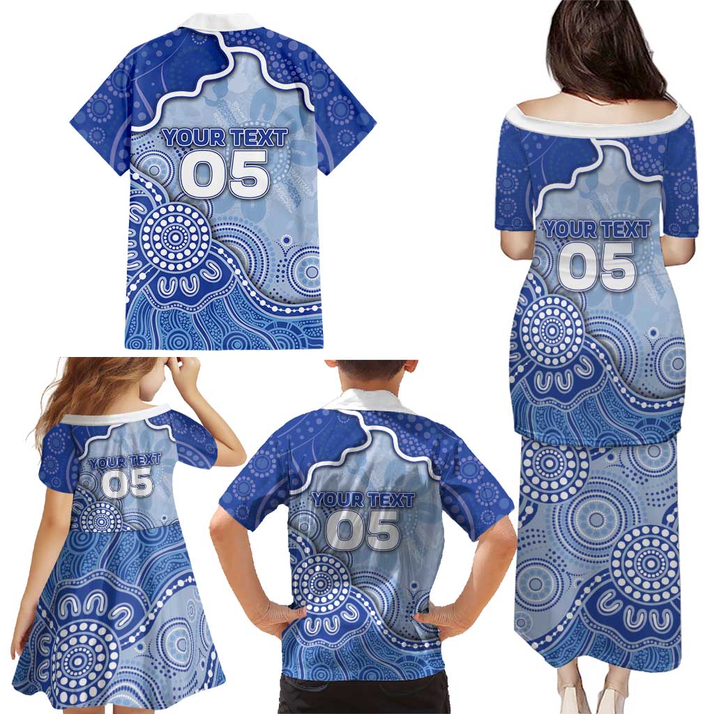 Custom Roos Football Family Matching Puletasi and Hawaiian Shirt Aboriginal Dot Art Pattern