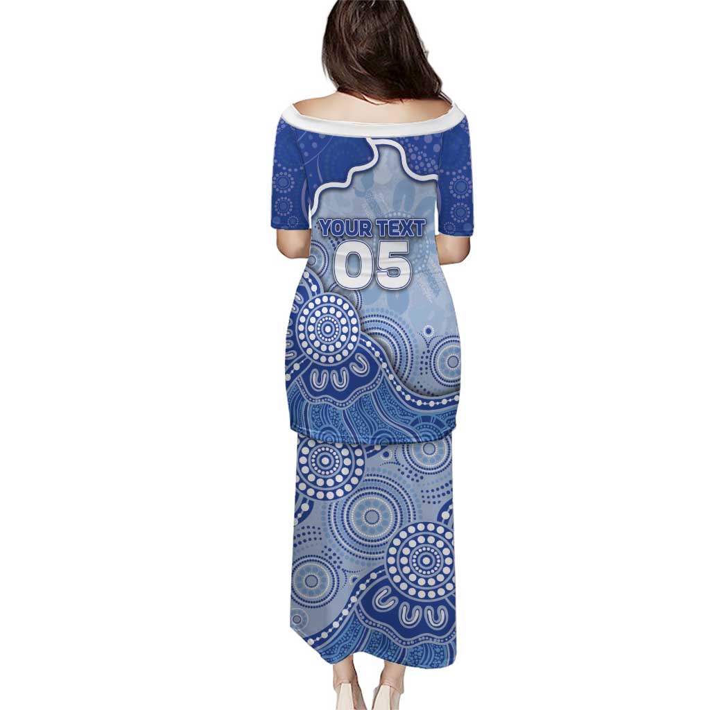 Custom Roos Football Family Matching Puletasi and Hawaiian Shirt Aboriginal Dot Art Pattern