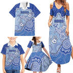 Custom Roos Football Family Matching Summer Maxi Dress and Hawaiian Shirt Aboriginal Dot Art Pattern